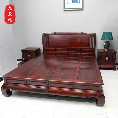 红木家具阔叶黄檀印尼黑酸枝木现代床1.8米双人床配带床头柜婚床